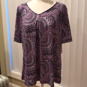 Kim Rogers Top Size XL Navy/Purple NWT